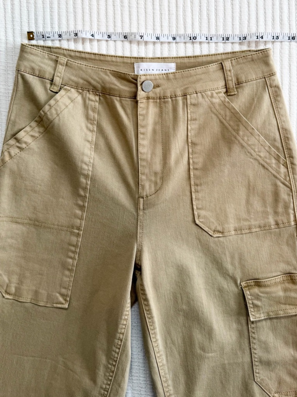 Risen High-Rise Sand Cargo Boyfriend Jeans - Picture 8 of 10